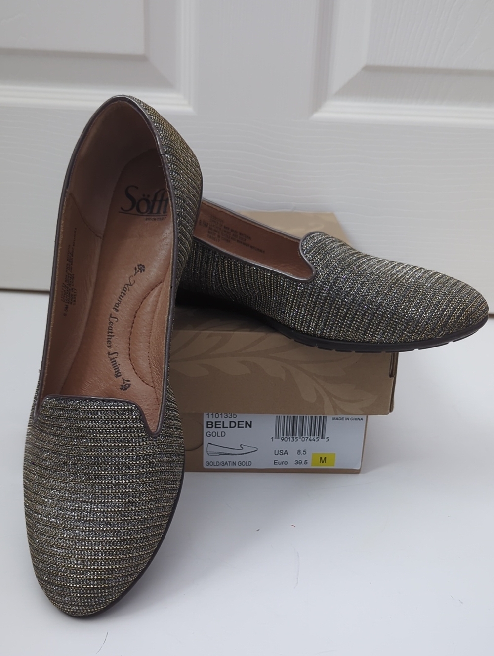 Söfft Gold Metallic Slip-On Flats